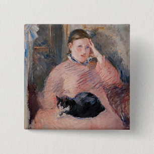 Edouard Manet - Woman with a Cat 2 Inch Square Button