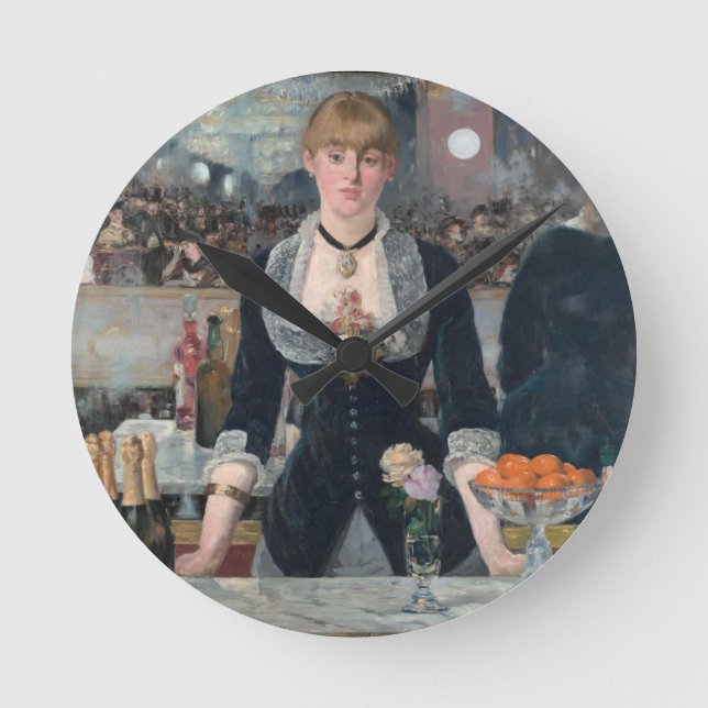 Edouard Manet's A Bar at the Folies-Bergère Round Clock (Front)