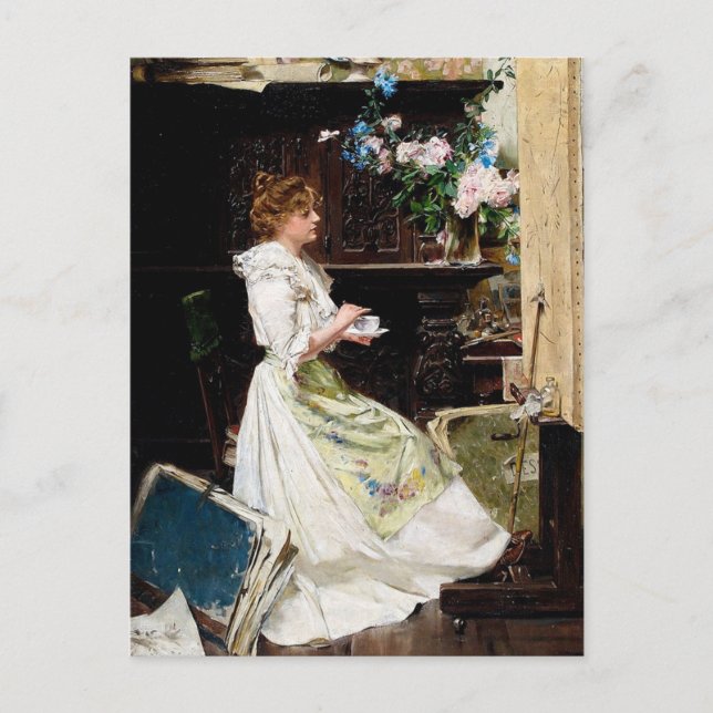 Edouard Mentha - Break of the painter in studio Postcard (Front)