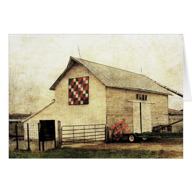 Édredon rouge, blanc, et bleu de grange (Devant horizontal)