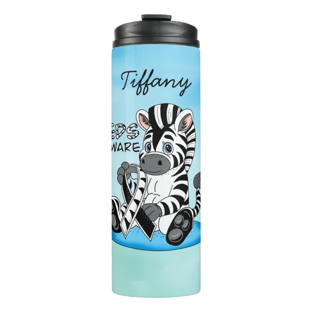 EDS Awareness Ribbon and Zebra Thermal Tumbler (Front)