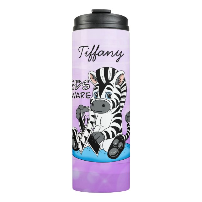 EDS Awareness Ribbon and Zebra Thermal Tumbler (Front)