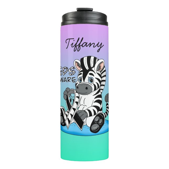 EDS Awareness Ribbon and Zebra Thermal Tumbler (Front)