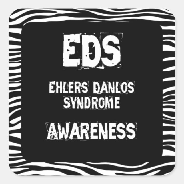 EDS Awareness Zebra Print Square Sticker (Front)