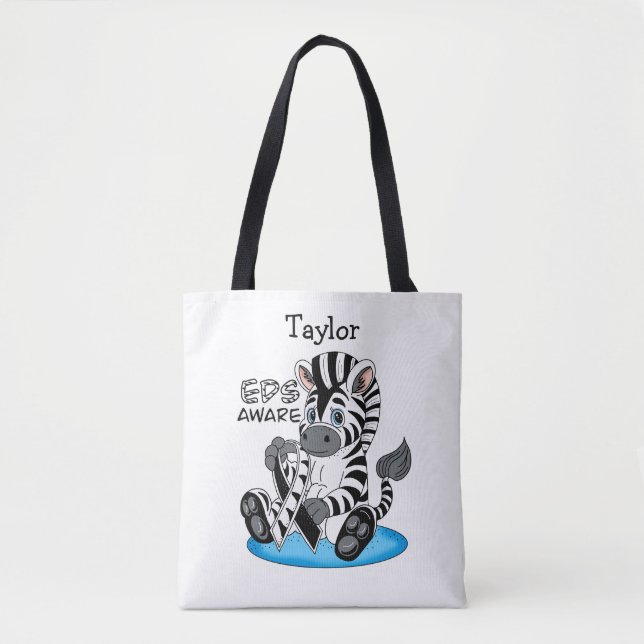 EDS Awareness Zebra Ribbon  Tote Bag (Front)