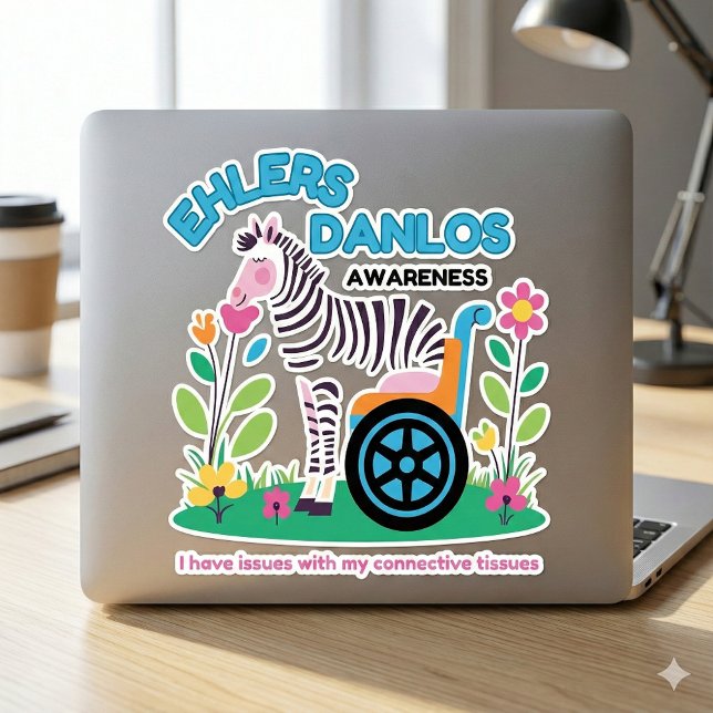 EDS Awareness Zebra Vinyl Sticker (Spread EDS awareness with this cute, "I have issues with my connective tissues" vinyl sticker! )