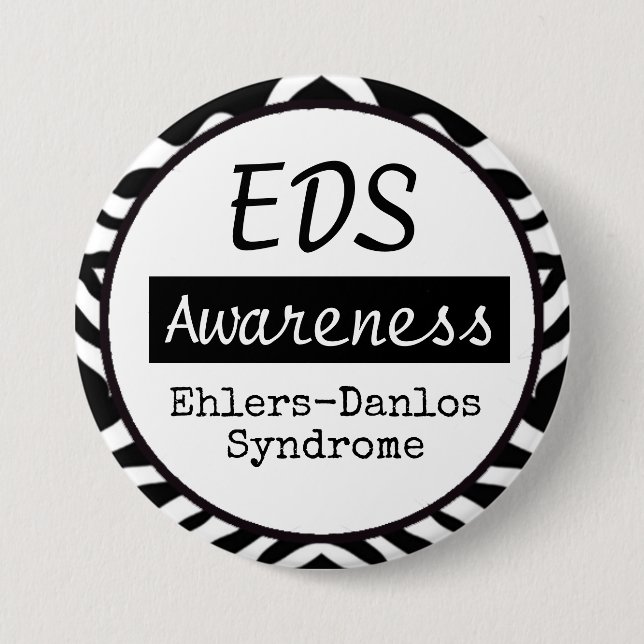 EDS Ehlers-Danlos Syndrome Awareness Zebra Button (Front)