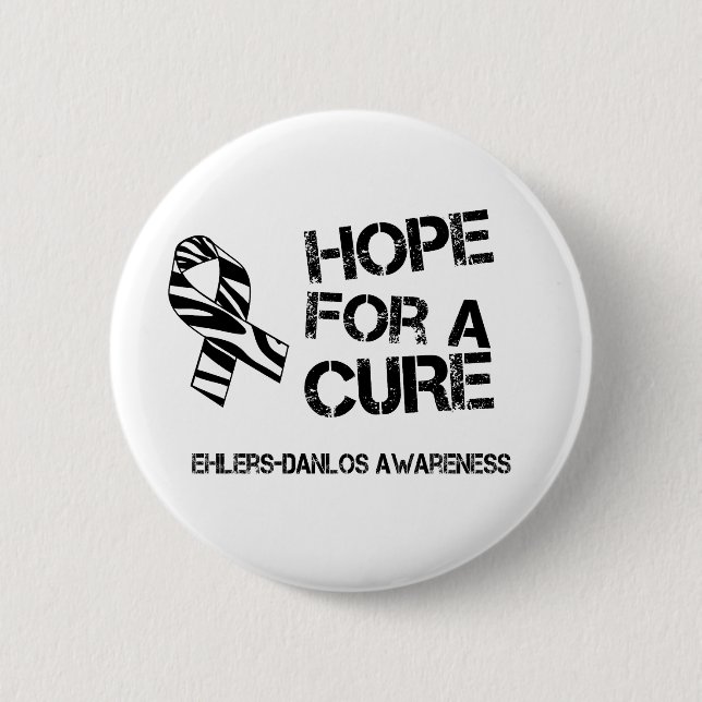 EDS Hope for a Cure Zebra Stripe Ribbon Button (Front)