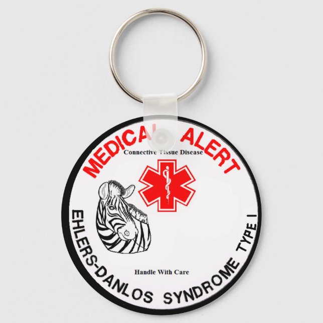 EDS Type 1 Medical Alert with Zebra Keychain (Front)