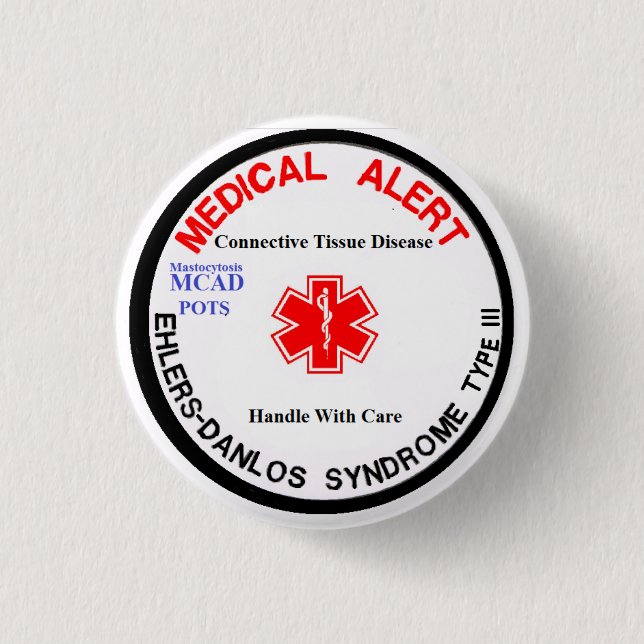 EDS Type 3 MCAD POTS Medical Alert Button (Front)