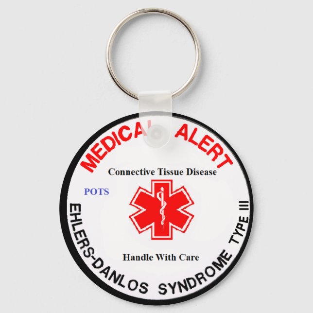 EDS type 3 POTS medical alert keychain (Front)