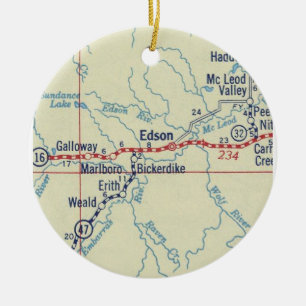 Edson Alberta Vintage Map Ceramic Ornament