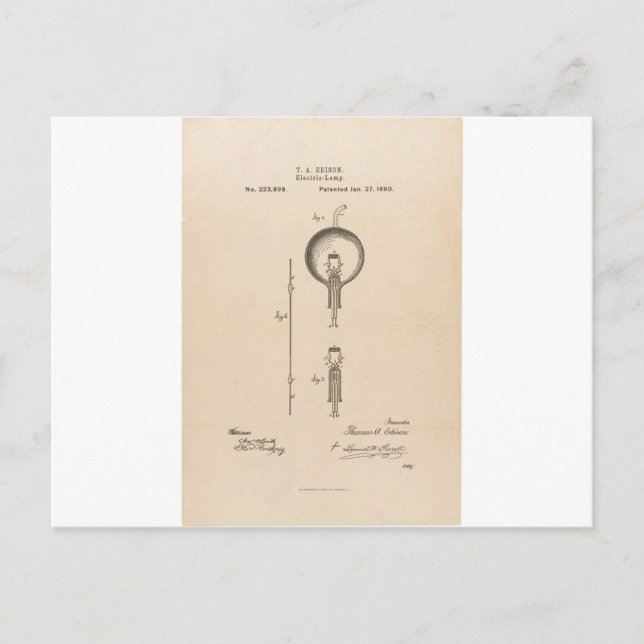 Edson's Light Bulb Patent Postcard (Front)
