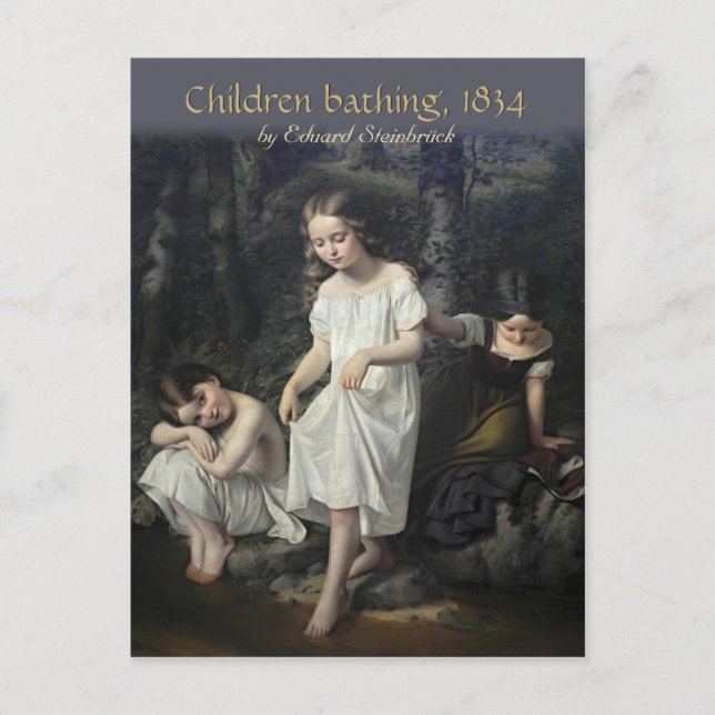 Eduard Steinbrück Enfants baignade CC0561 Carte po (Devant)