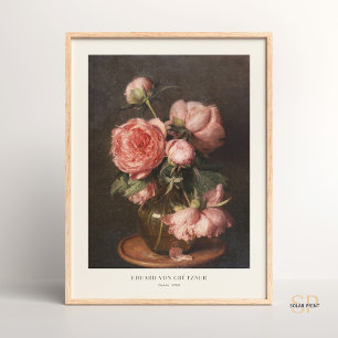 Eduard Von Grutzner Peonies Still Life Pink Flower Poster