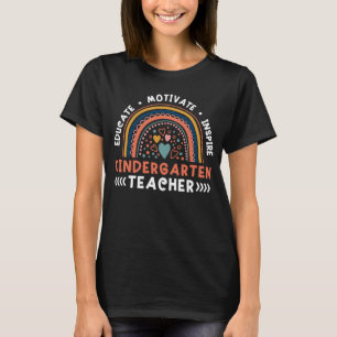 Educate Motivate Inspire Kindergarten Teacher Rain T-Shirt