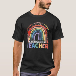 Educate Motivate Inspire Kindergarten Teacher Rain T-Shirt