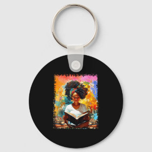 Educated Afro Girl Reading Book Lover Black Histor Keychain