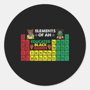 Educated Black Afro Queen Black History Month Men Classic Round Sticker