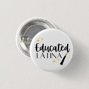 Educated Latina with Stars and Tassel Female  1 Inch Round Button
