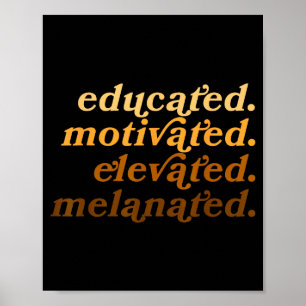 Educated Motivated Elevated Melanated Black Histor Poster
