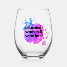Educated women and wine time glass