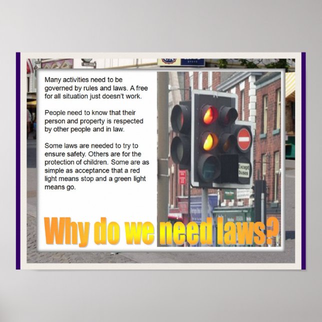 Education, Citizenship Why do we need laws? Poster (Front)