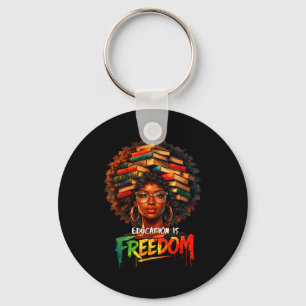 Education Freedom Black Teacher Books Keychain