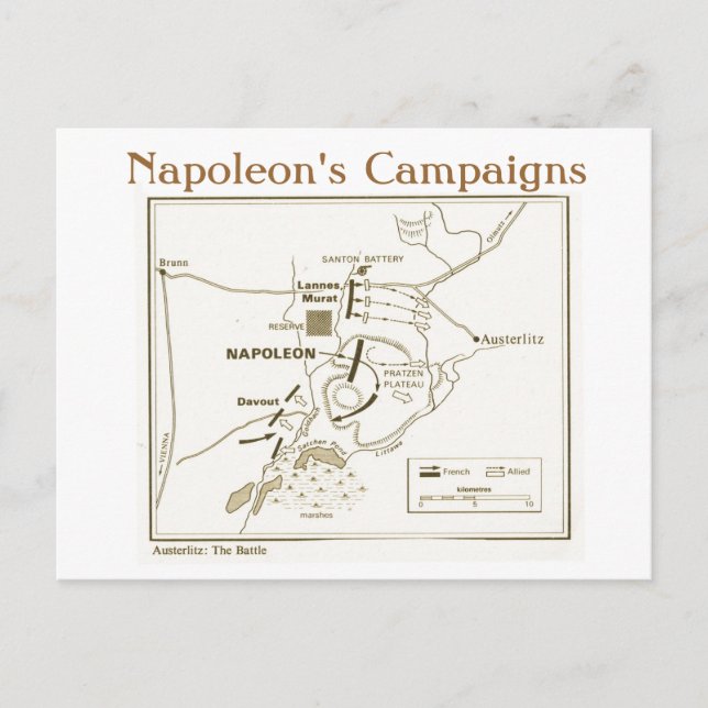 Education, History, Napoleon, Austerlitz Battle Postcard (Front)