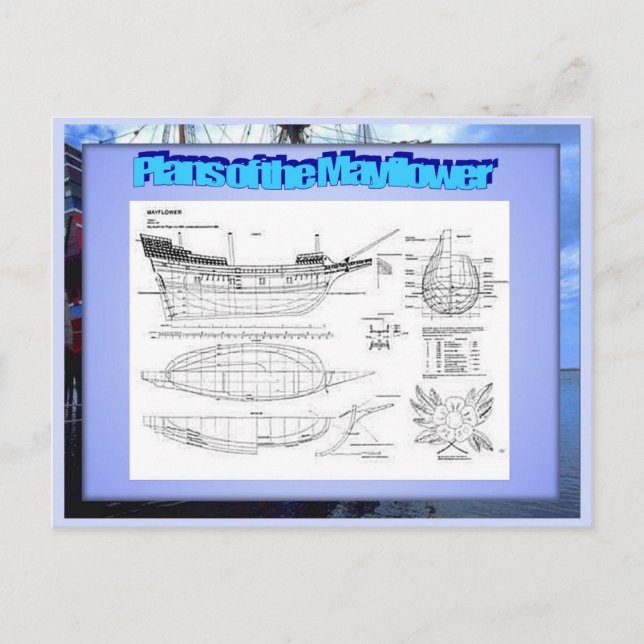 Education, History, Plans of the Mayflower Postcard (Front)