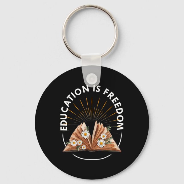 Education Is Freedom Book Reader Black History Mon Keychain (Front)