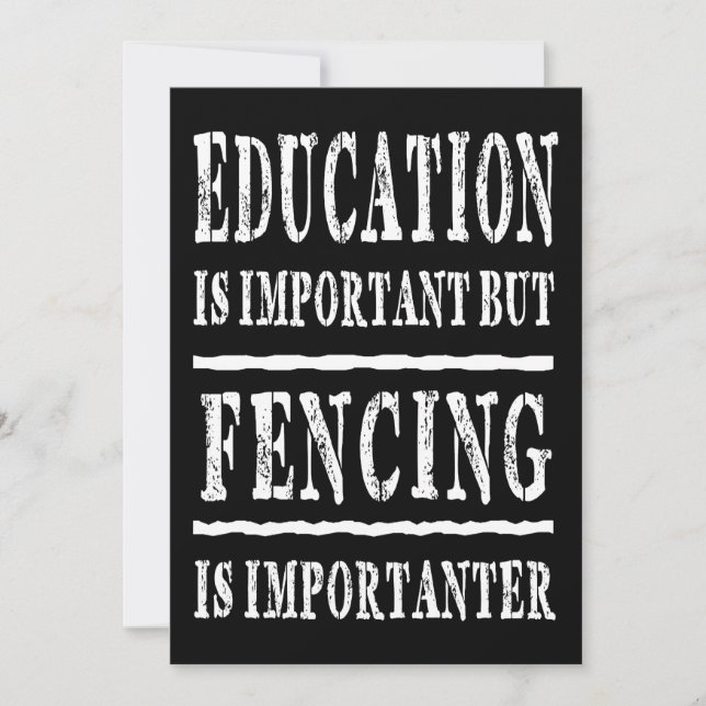 Education Is Important Fencing Is Importanter Holiday Card (Front)