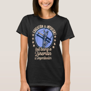 Education Is Important  Power Lineman Pun Raglan B T-Shirt