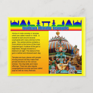 Education, Religion, Indian Hindu Temple Postcard