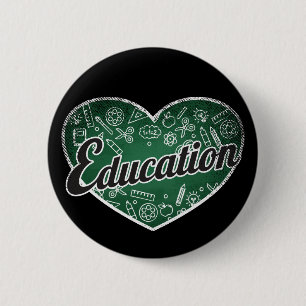 Education Retro Heart Blackboard Love 2 Inch Round Button