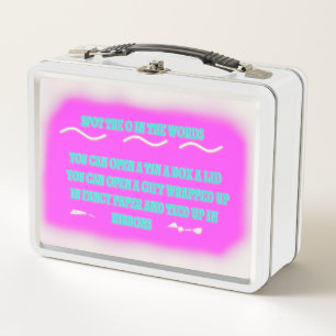 EDUCATION WORDS DESIGN PINK METAL LUNCH BOX