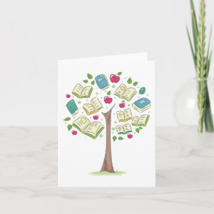 Educational Tree of Knowledge with Books Card