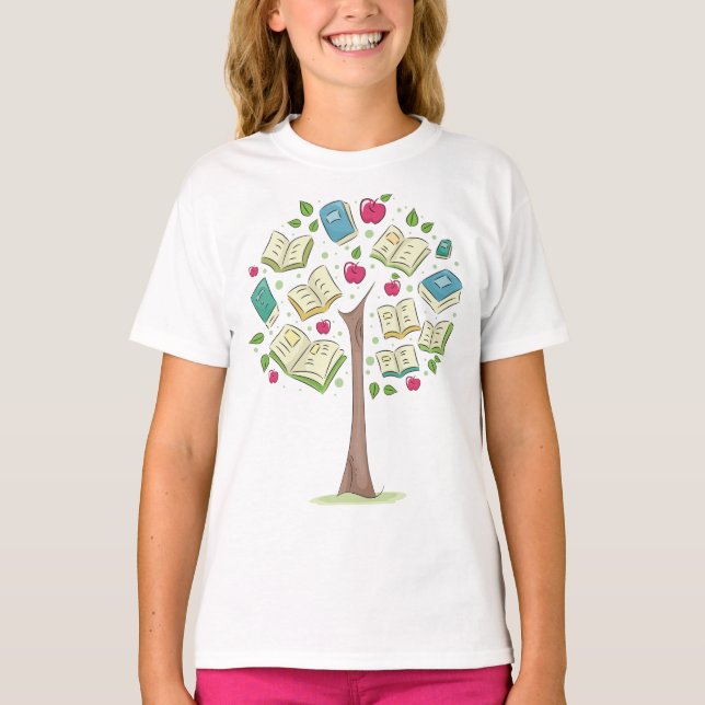Educational Tree of Knowledge with Books T-Shirt (Front)