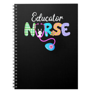 Educator Nurse Plaid Egg Bunny Love Stethoscope Rn Notebook