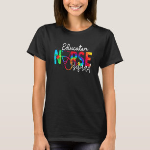 Educator Nurse Squad Watercol Love Stethoscope Rn T-Shirt