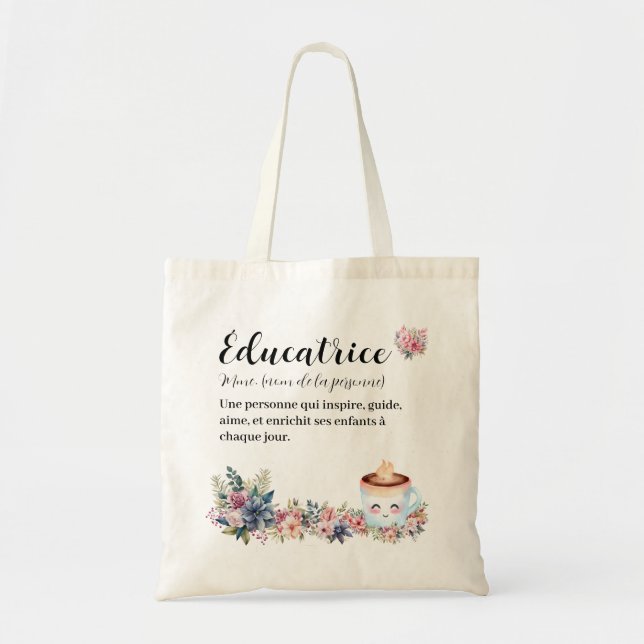 Éducatrice cusomizable sac fourre-tout français (Devant)