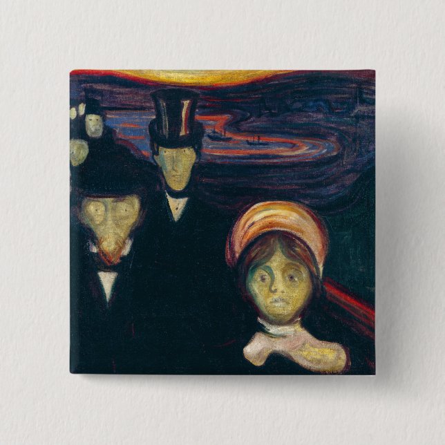 Edvard Munch - Anxiety 2 Inch Square Button (Front)