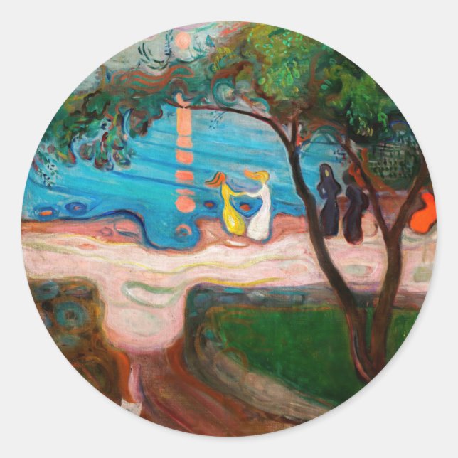 Edvard Munch - Dance on the Beach Classic Round Sticker (Front)