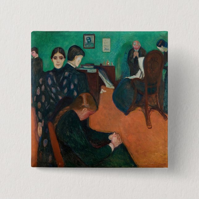 Edvard Munch - Death in the Sickroom v1 2 Inch Square Button (Front)