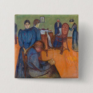 Edvard Munch - Death in the Sickroom v2 2 Inch Square Button