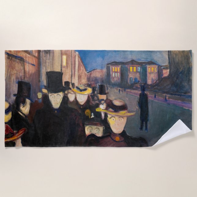 Edvard Munch - Evening on Karl Johan Street Beach Towel (Front)