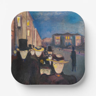 Edvard Munch - Evening on Karl Johan Street Paper Plate