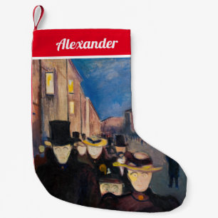 Edvard Munch - Evening on Karl Johan Street Small Christmas Stocking