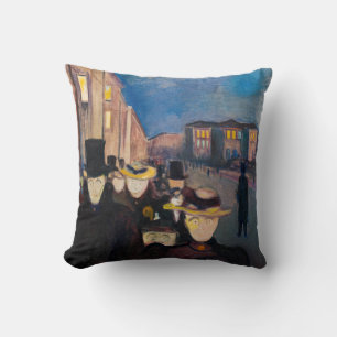 Edvard Munch - Evening on Karl Johan Street Throw Pillow