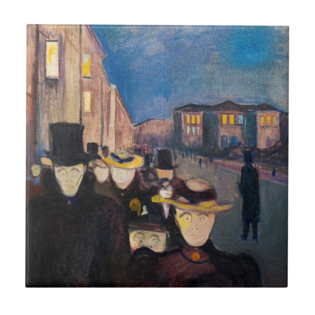 Edvard Munch - Evening on Karl Johan Street Tile (Front)